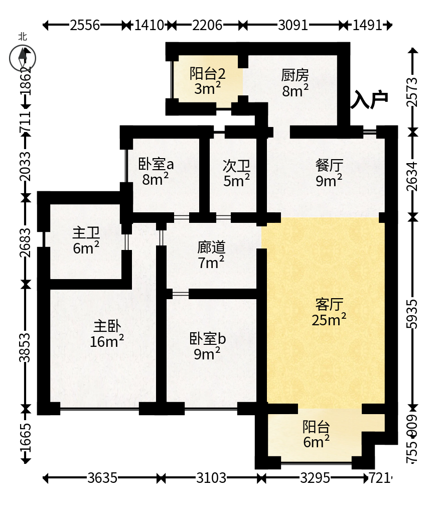 和泓梅溪四季  3室2厅2卫   170.00万户型图