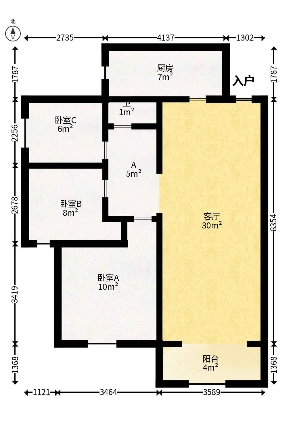 中建梅溪湖中心  3室2厅1卫   142.00万户型图