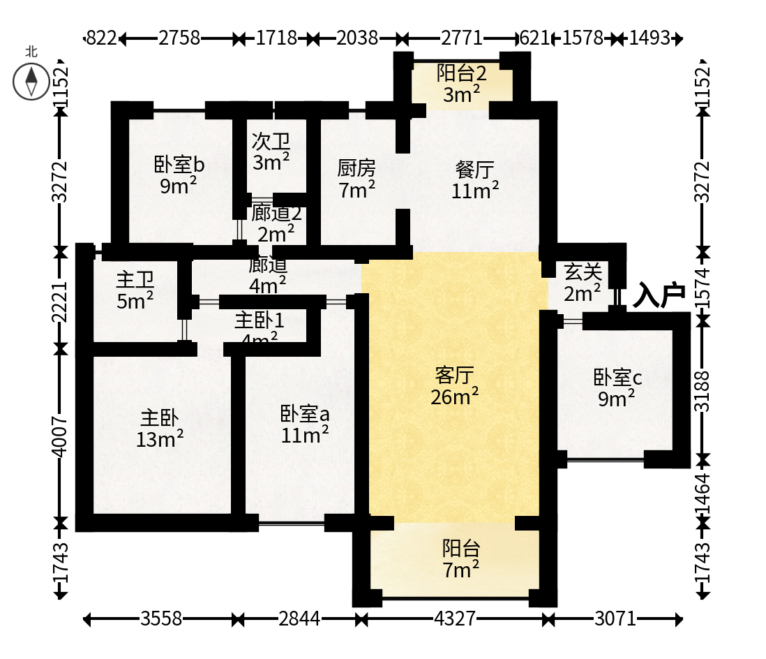 招商华发依云曦城  4室2厅2卫   191.00万户型图
