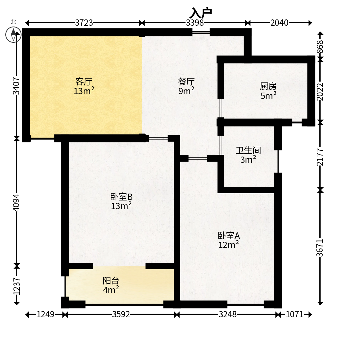 丽发新城  2室2厅1卫   68.00万户型图