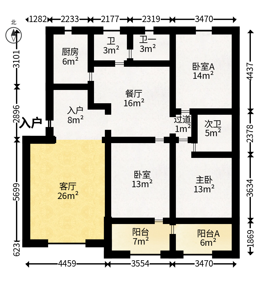 武装部宿舍  3室2厅1卫   62.00万户型图
