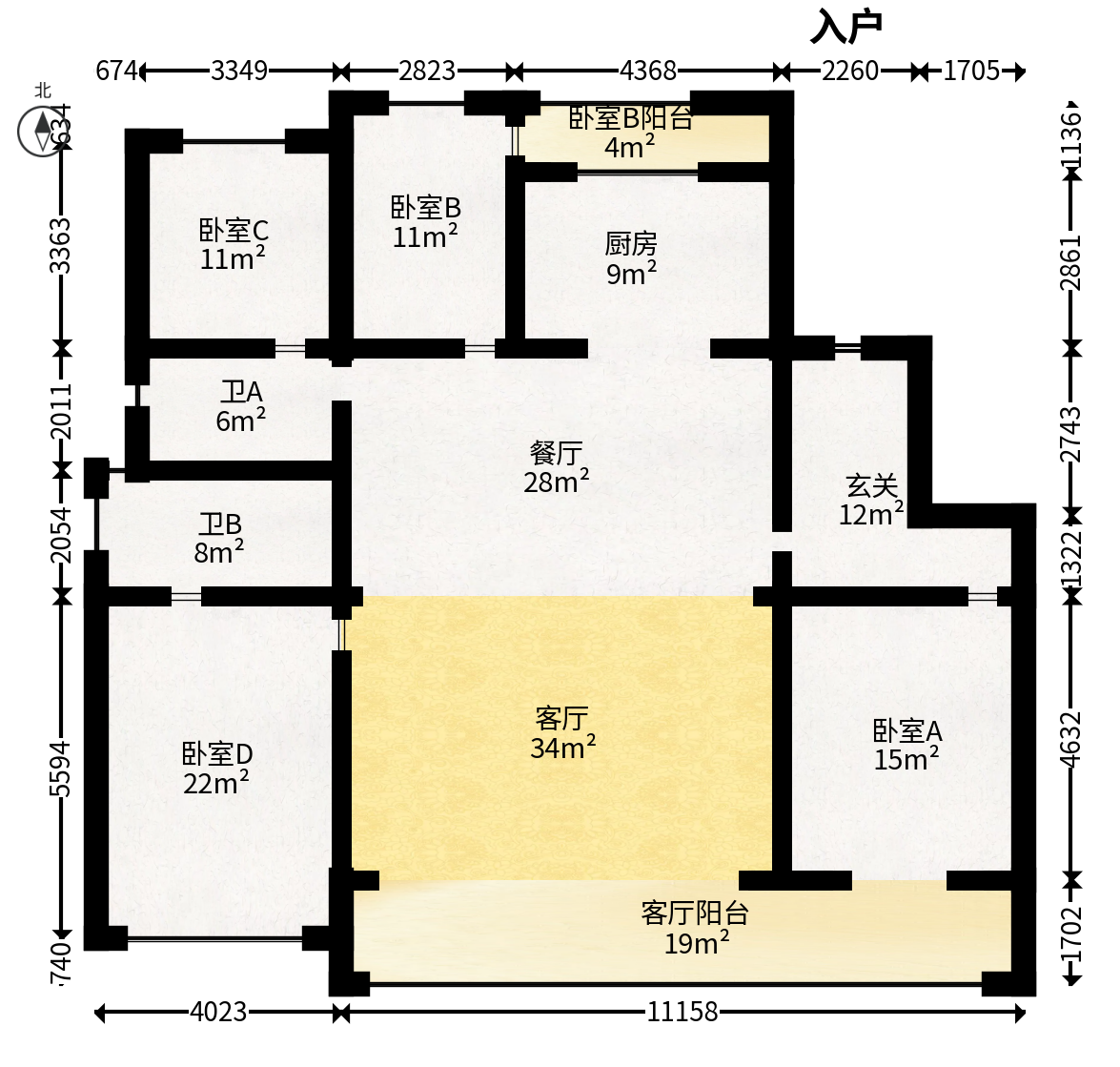 招商蛇口滨江境  4室2厅3卫   410.00万户型图