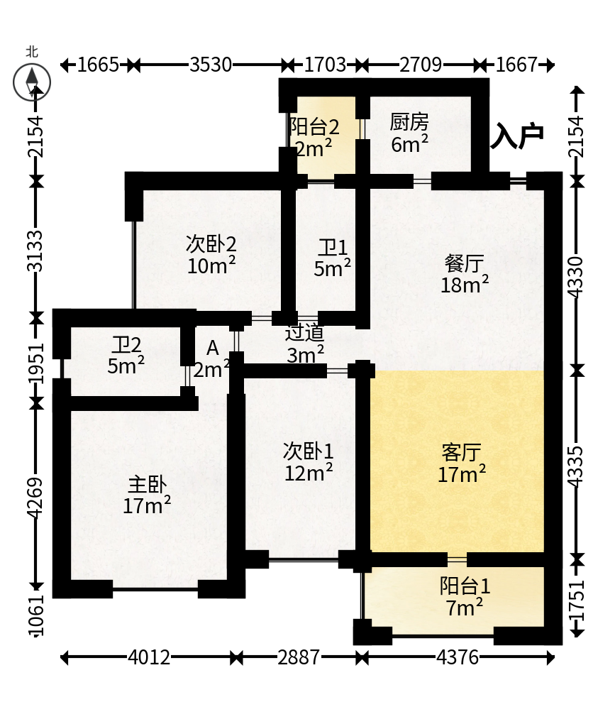 恒大御景半岛锦绣苑  3室2厅2卫   156.00万户型图