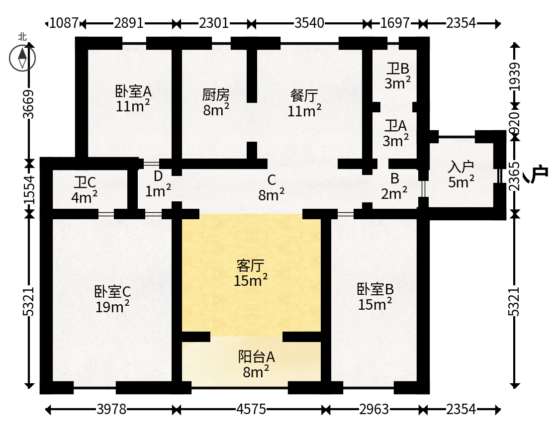 德庆水韵山城  3室2厅2卫   98.80万户型图