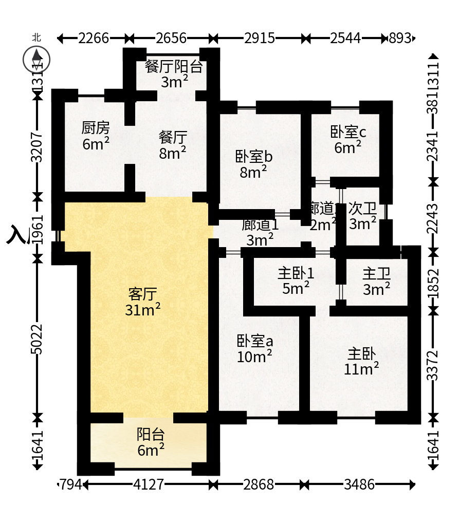 欣利梅溪左岸  4室2厅2卫   179.00万户型图