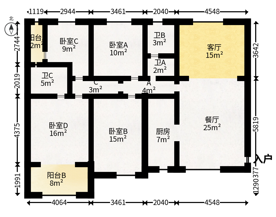 华盛世纪新城  4室2厅1卫   108.00万户型图