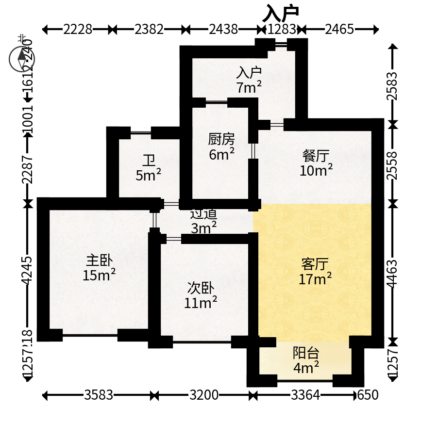 湘江世纪城赏江苑  2室2厅1卫   80.00万户型图