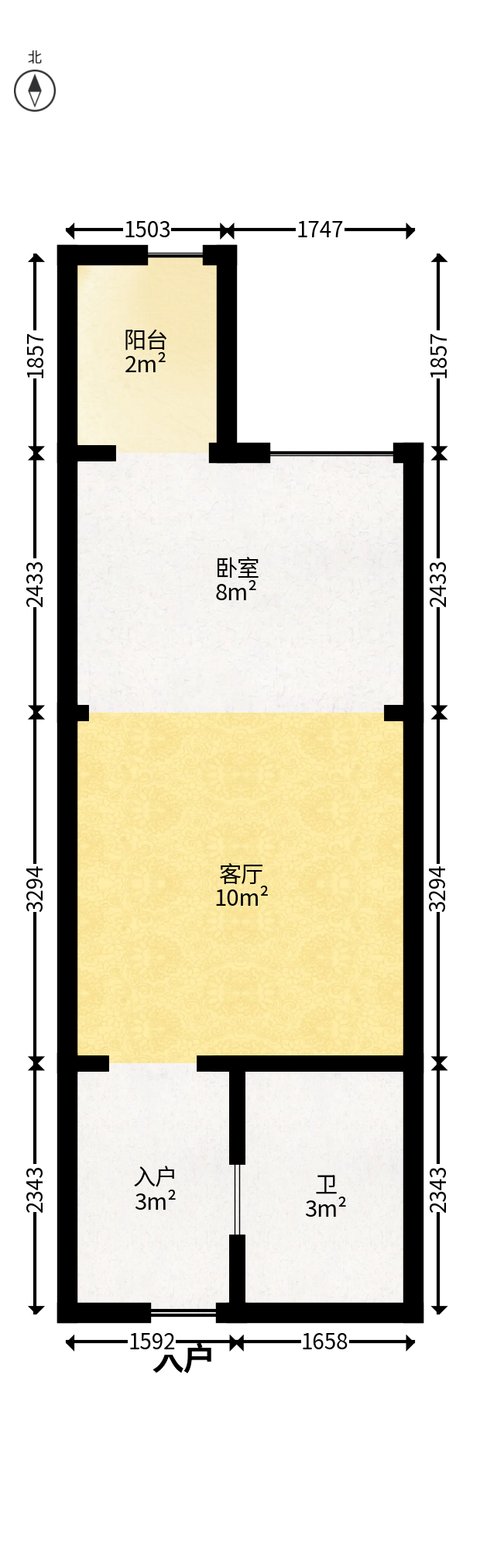 惠通才郡  1室1厅1卫   31.00万户型图