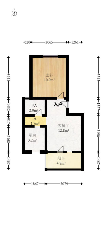 桐梓坡小区  1室1厅1卫   35.00万户型图