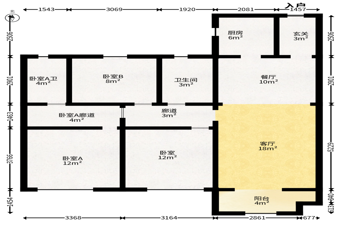 中海阅麓山一期  3室2厅2卫   185.00万户型图