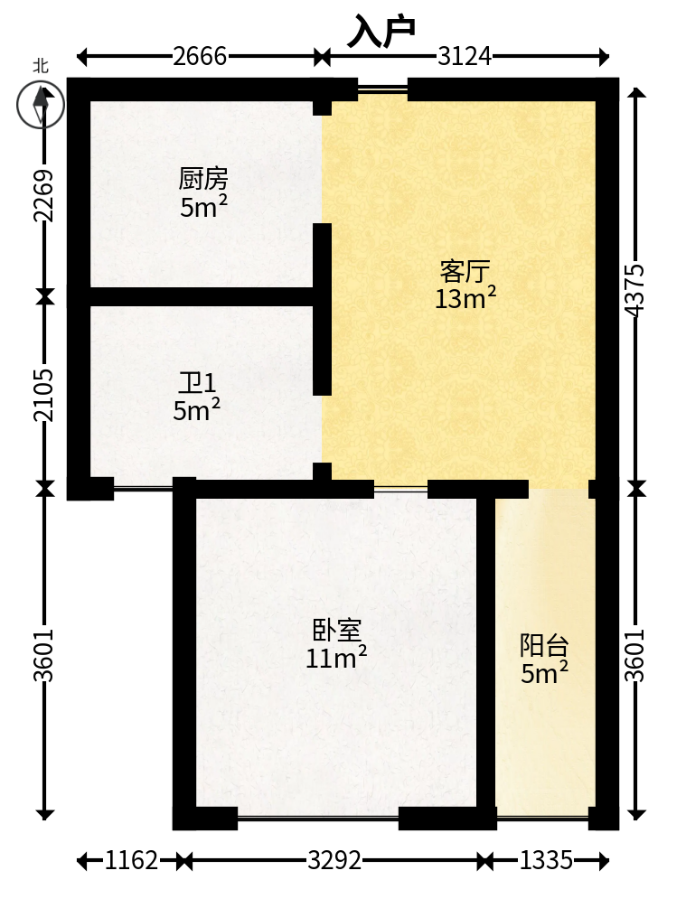 融创融公馆（融创臻苑）  1室1厅1卫   40.80万户型图