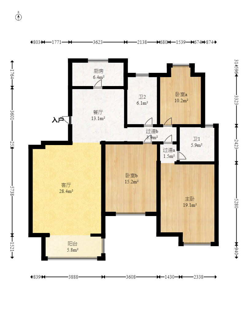 丽景华庭  4室2厅2卫   64.00万户型图