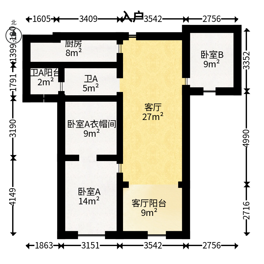 当代滨江MOMA  3室2厅1卫   95.00万户型图