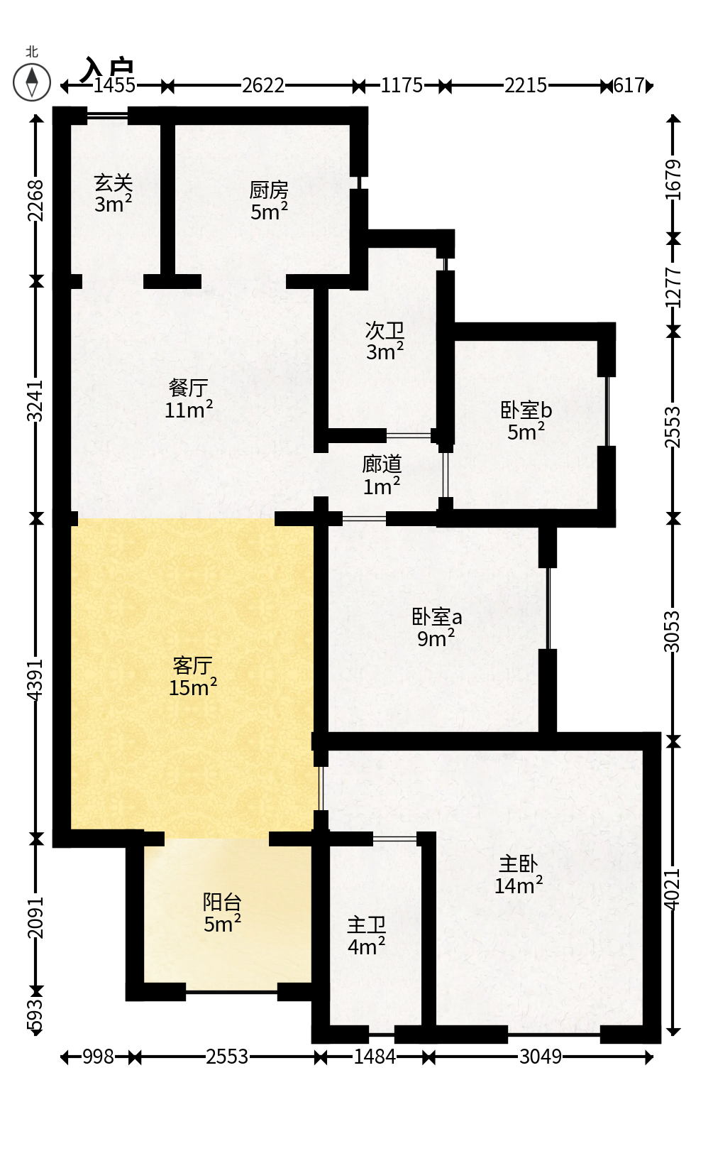 万科金色梦想A区  3室2厅2卫   119.00万户型图