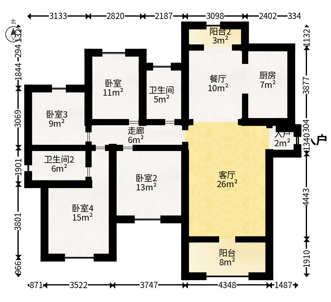 广悦星苑润园  4室2厅2卫   90.80万户型图