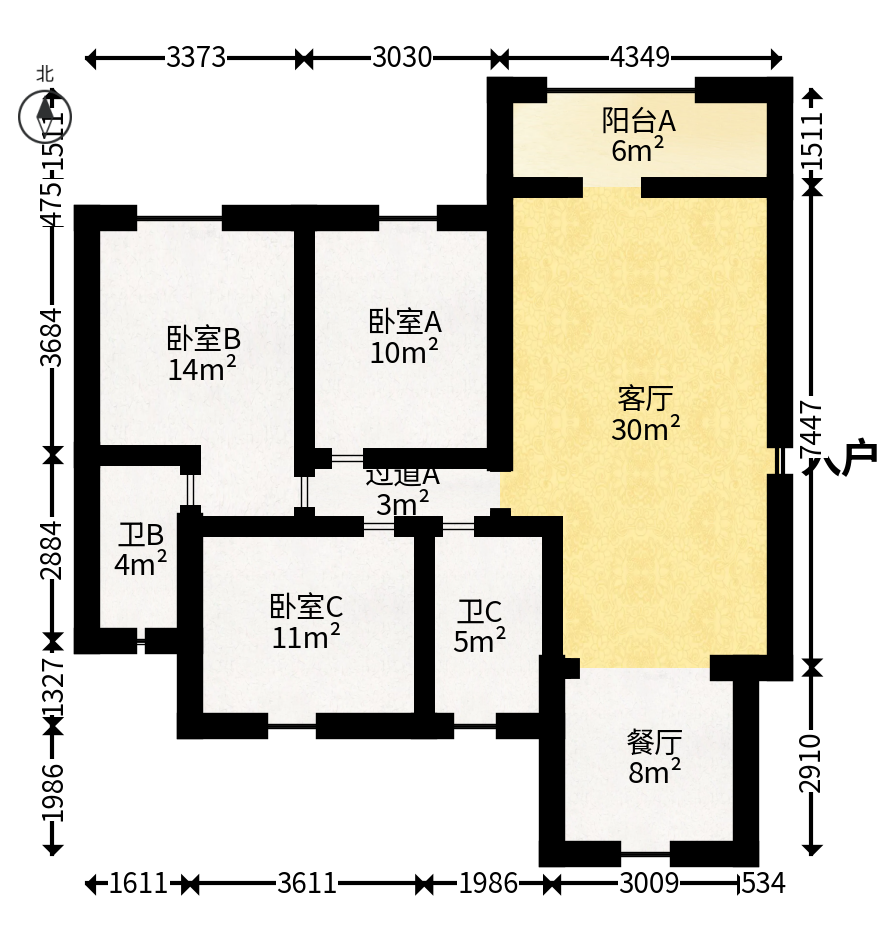 伊景园滨河苑  3室2厅2卫   82.00万户型图