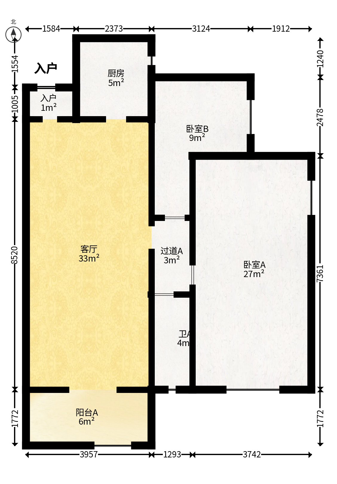 中建嘉和城  3室2厅1卫   88.00万户型图