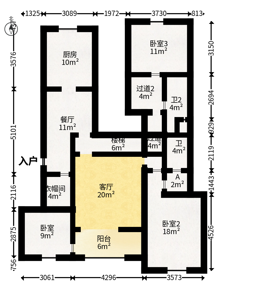 金辉优步花园  3室2厅2卫   350.00万户型图