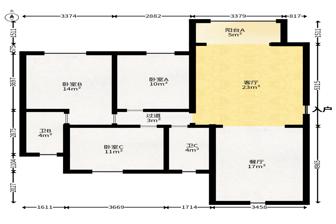 伊景园滨河苑  3室2厅2卫   80.00万户型图