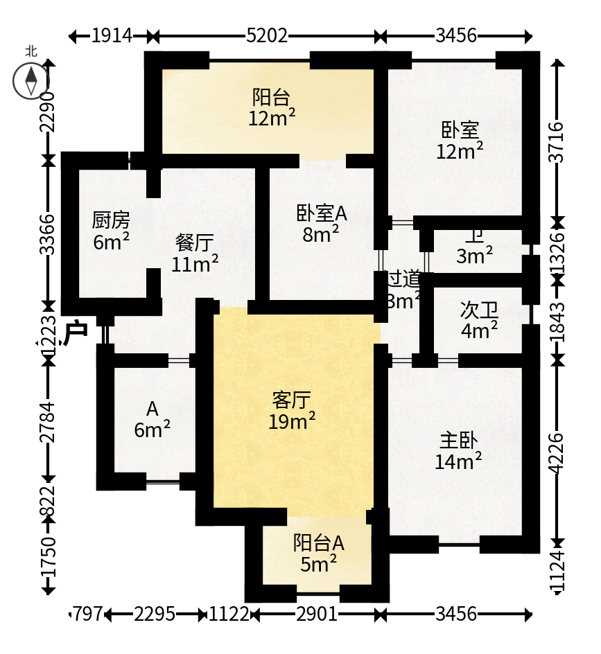 国泰九龙湾  4室2厅2卫   208.00万户型图