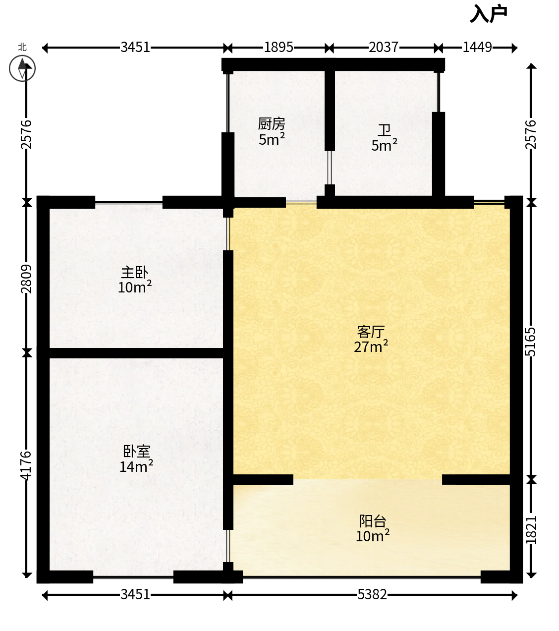 建材设计研究院综合楼（省建筑材料研究设计院宿舍）  2室1厅1卫   69.00万户型图