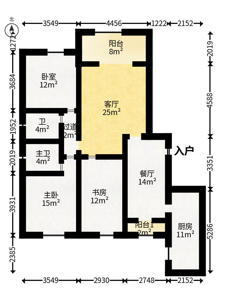 万象新天  3室2厅1卫   120.00万户型图