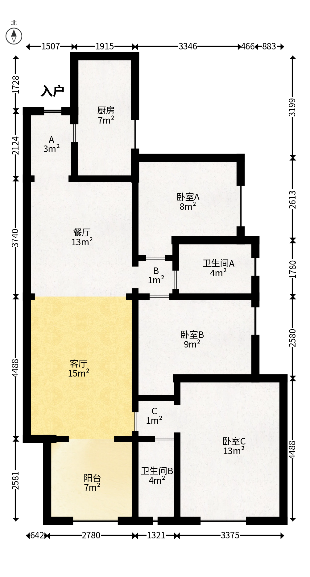 汇金城/嘉华城（二期、三期）  3室2厅2卫   112.00万户型图