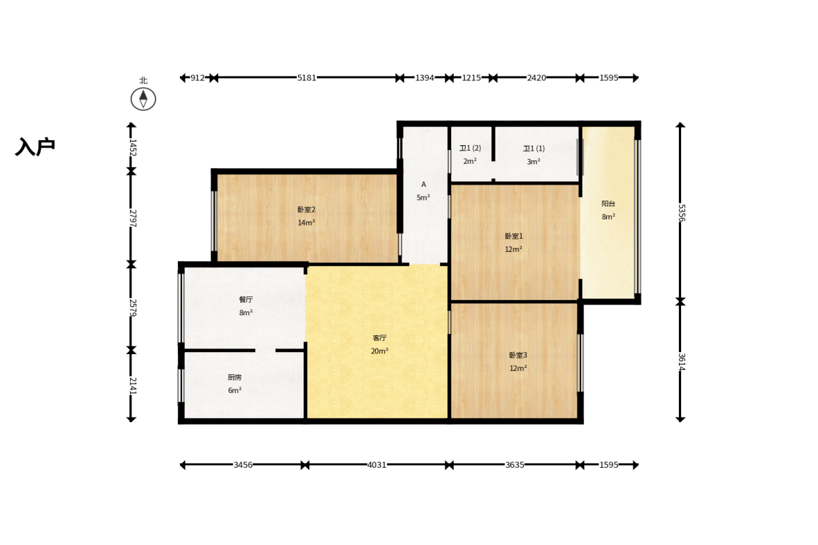 狮子山二片  3室2厅1卫    82.0万户型图
