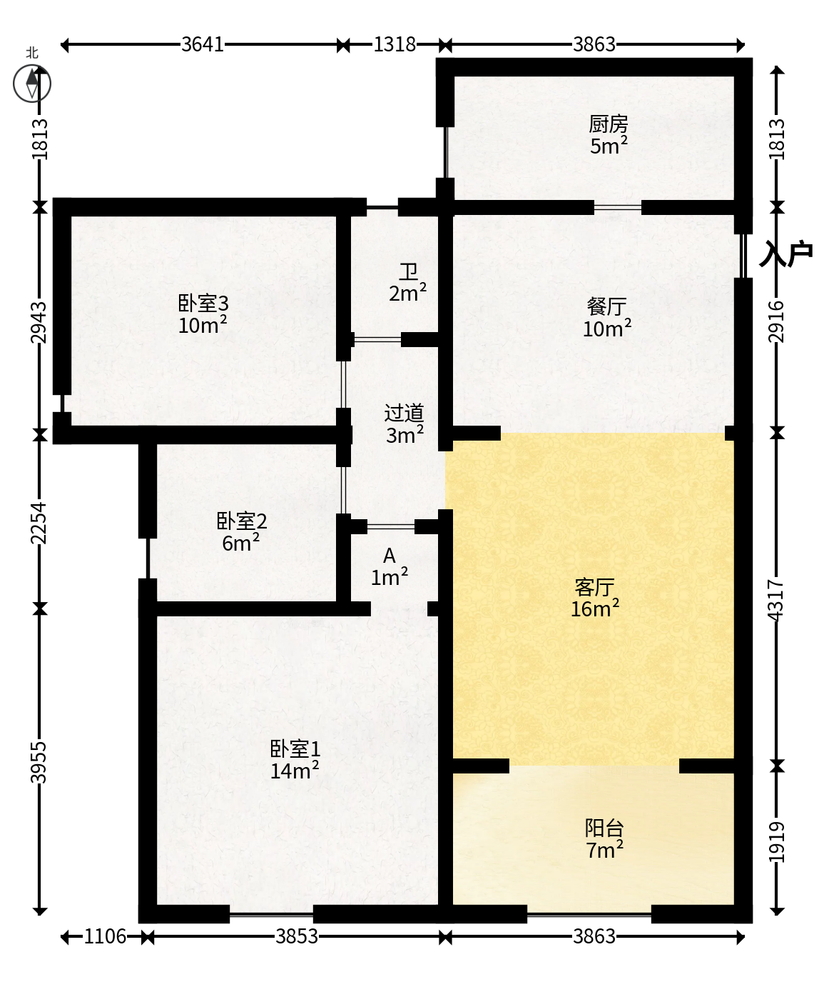 芙蓉上河图  3室2厅1卫   87.00万户型图