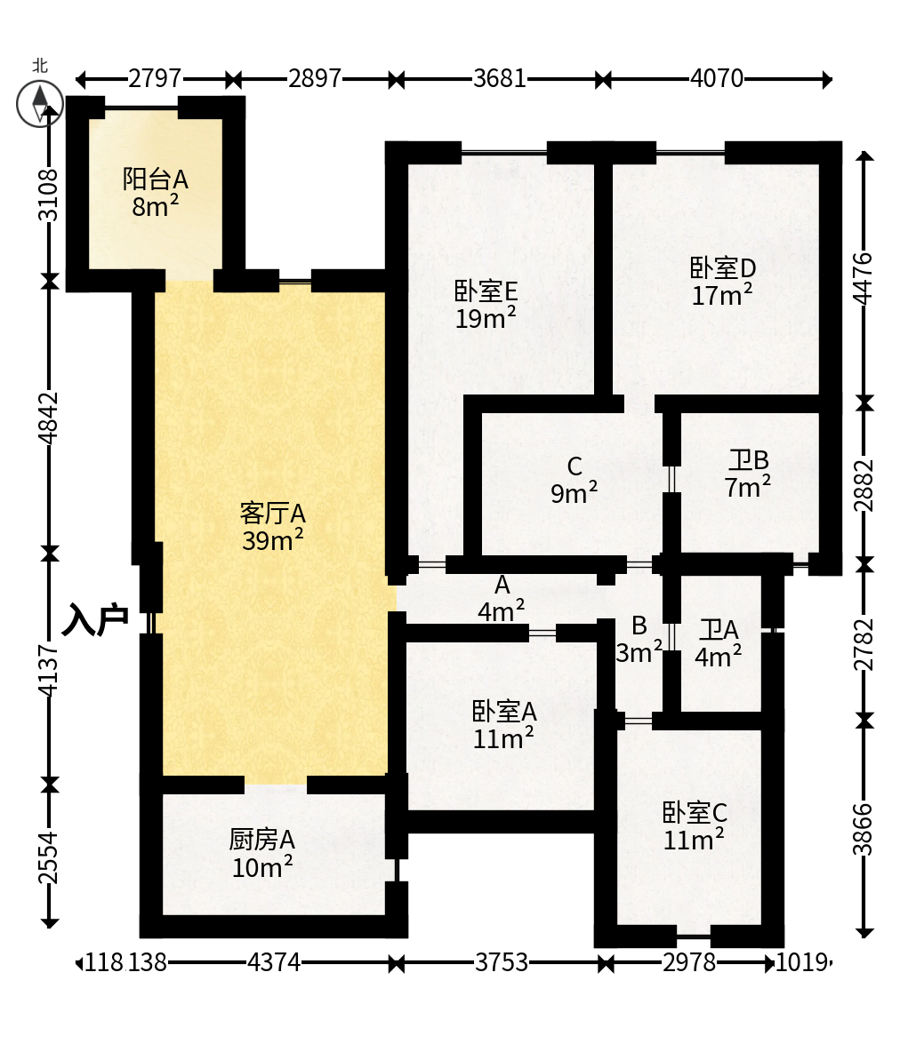 保利城（中航城国际社区、郡原美村）  4室2厅2卫   200.00万户型图