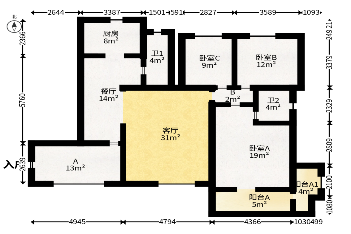 新星小区  3室2厅2卫   112.00万户型图