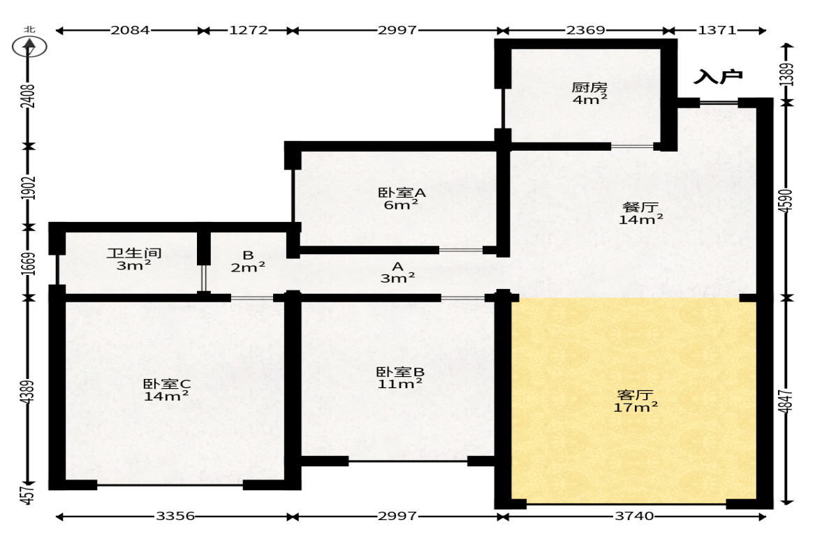 丽发新城  3室2厅1卫   72.00万户型图