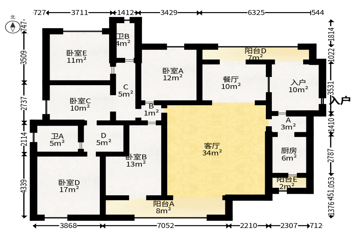 长房南屏锦源  4室2厅2卫   165.00万户型图