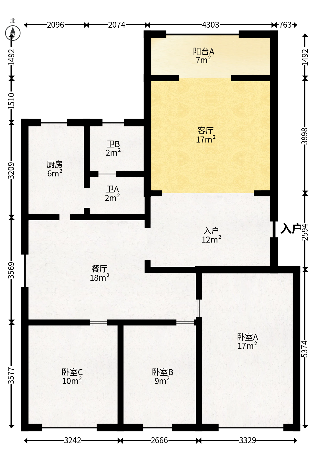 佳园星城  3室2厅1卫   29.80万户型图