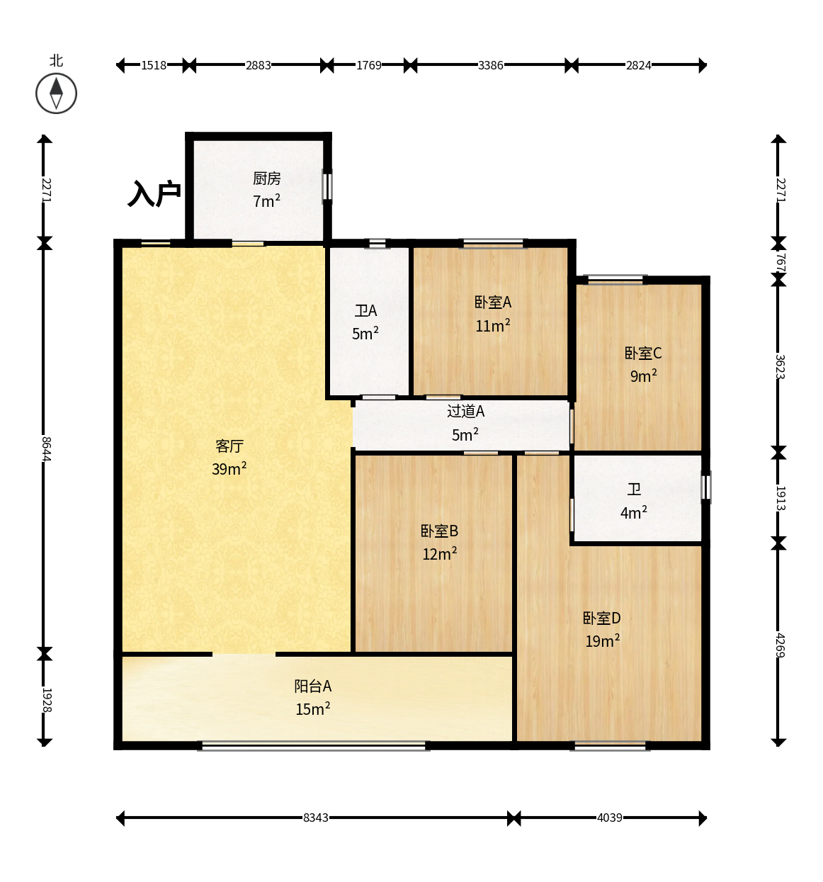 金地都会风華  4室2厅2卫    200.0万户型图