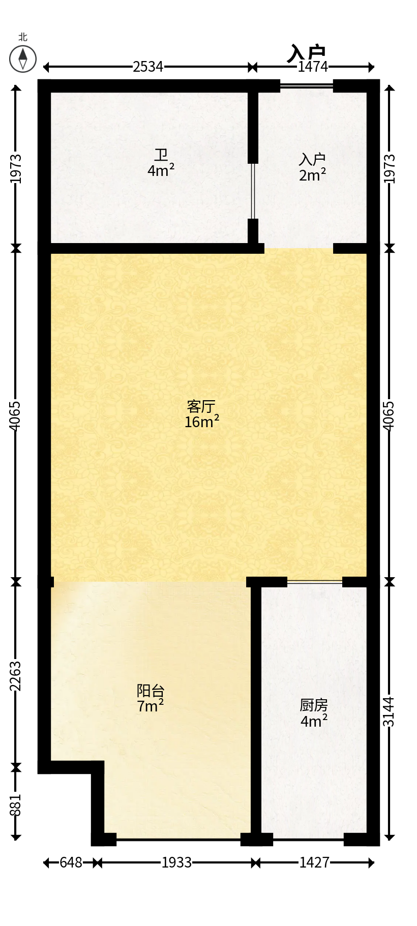 时代星城  1室1厅1卫   20.00万户型图