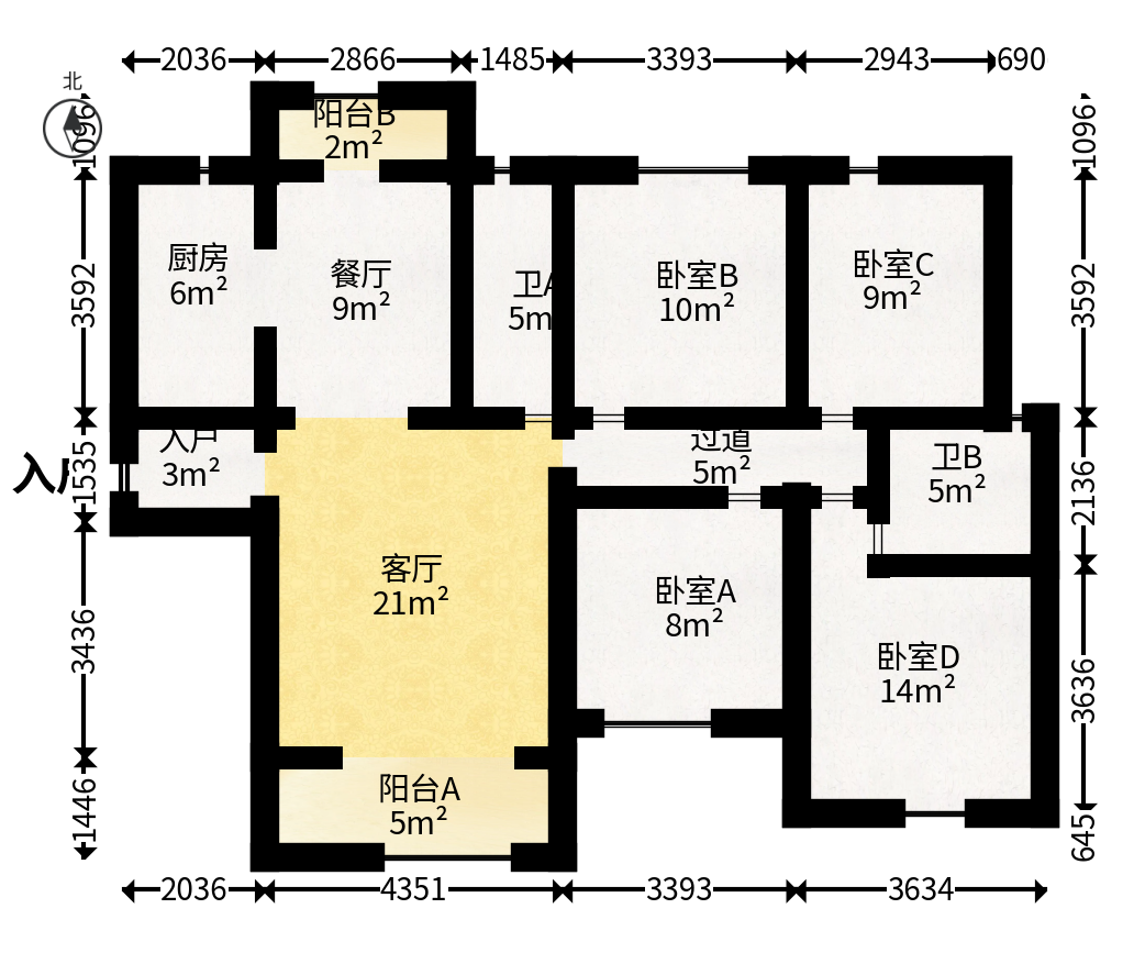 中建嘉和城凤凰台（中建瑞兴家园）  4室2厅2卫   120.00万户型图