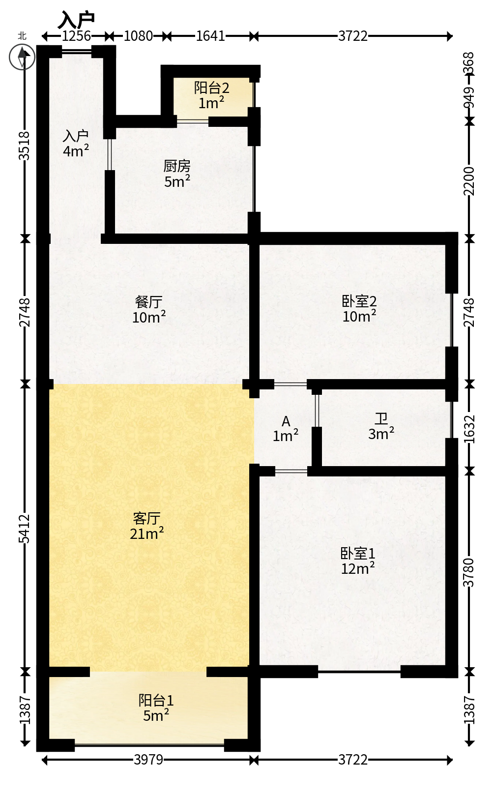 金碧文华  2室2厅1卫   69.00万户型图