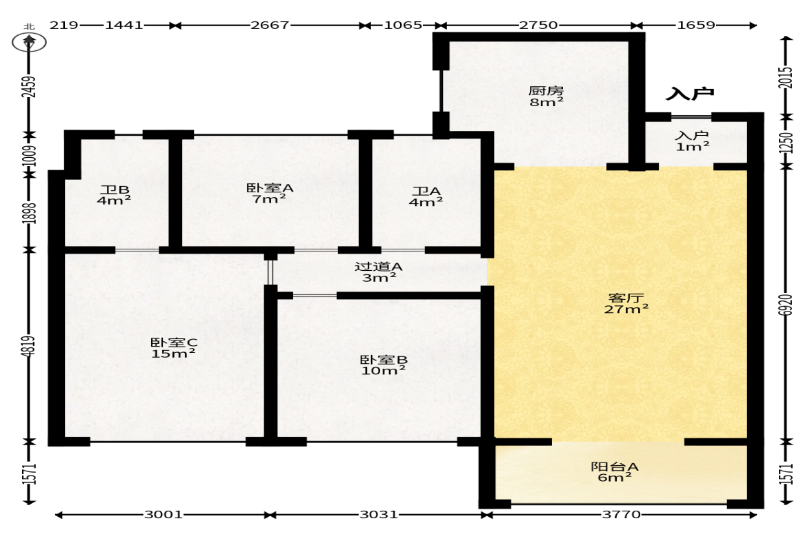 万科魅力之城观澜里  3室2厅2卫   118.00万户型图