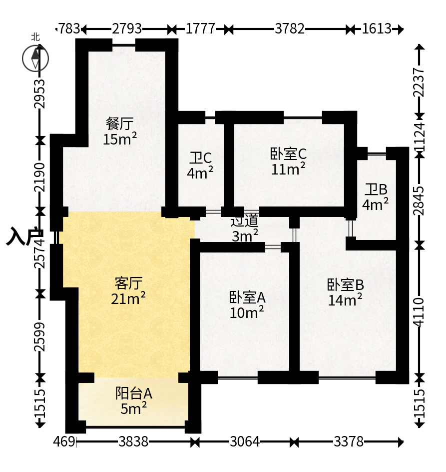 伊景园滨河苑  3室2厅2卫   82.00万户型图