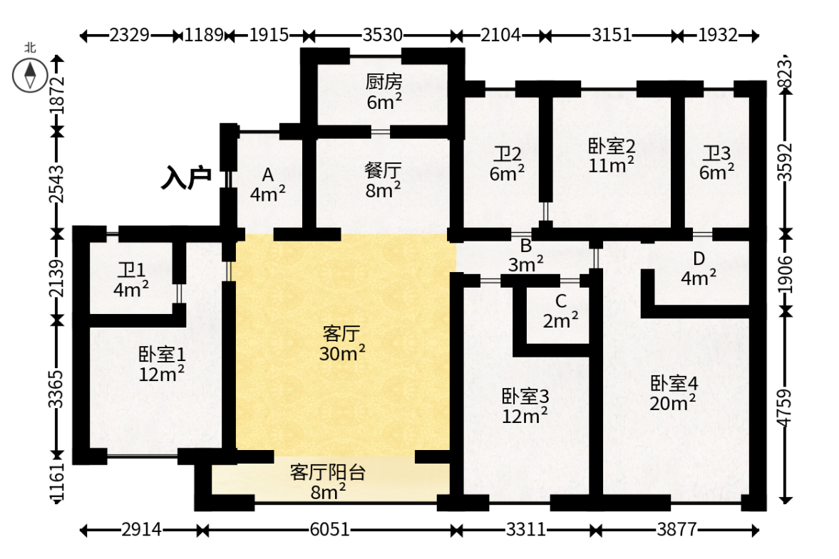 旭辉华宇南宸府  4室2厅2卫   248.00万户型图