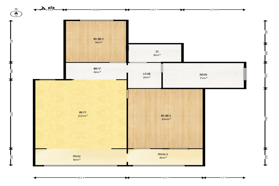 湘樟园小区（湘樟家园）  2室2厅1卫    42.0万户型图
