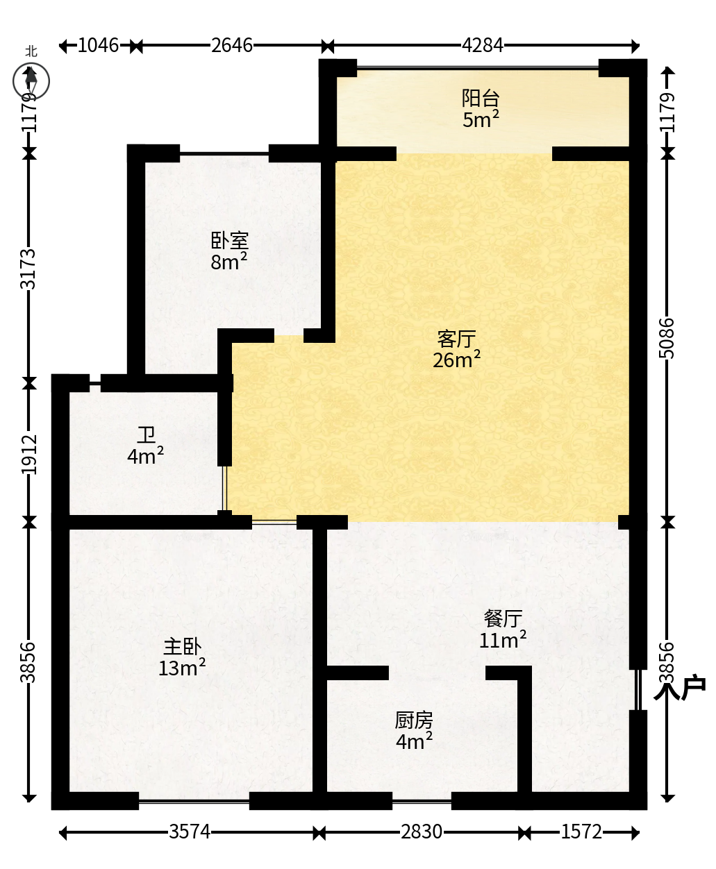 世景华庭  2室2厅1卫   30.80万户型图