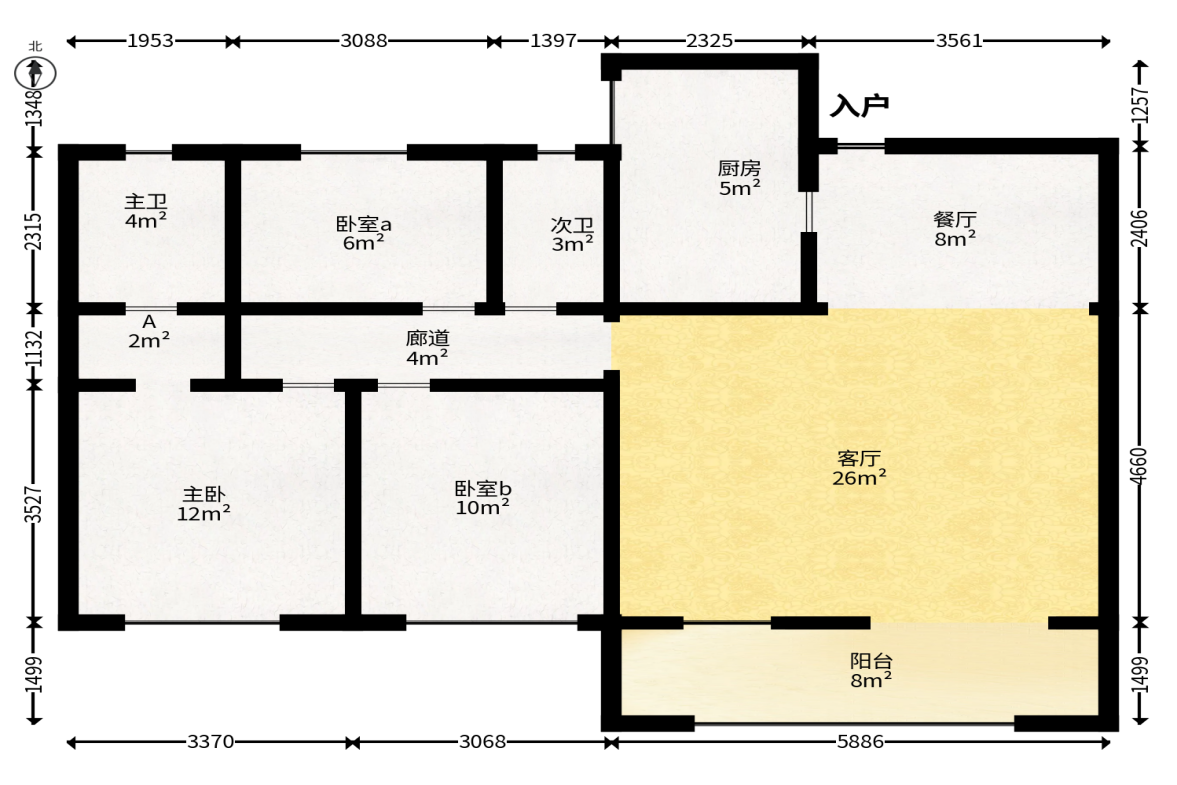 梅溪湖金茂湾  3室2厅2卫   175.00万户型图