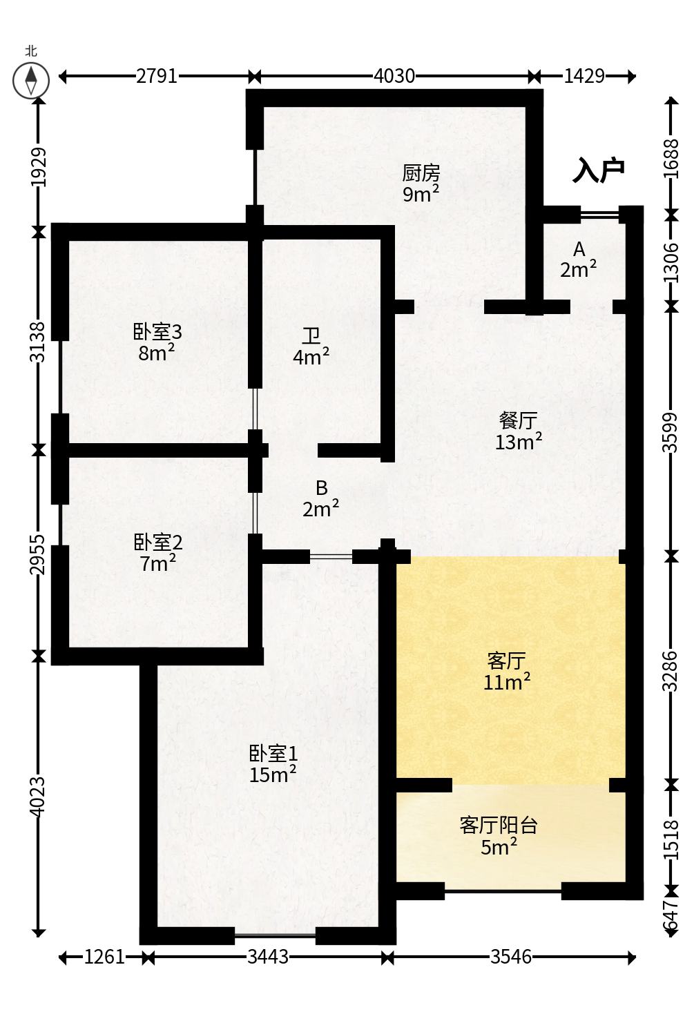 高升时代广场（冠铭商务中心）  3室2厅1卫    98.0万户型图