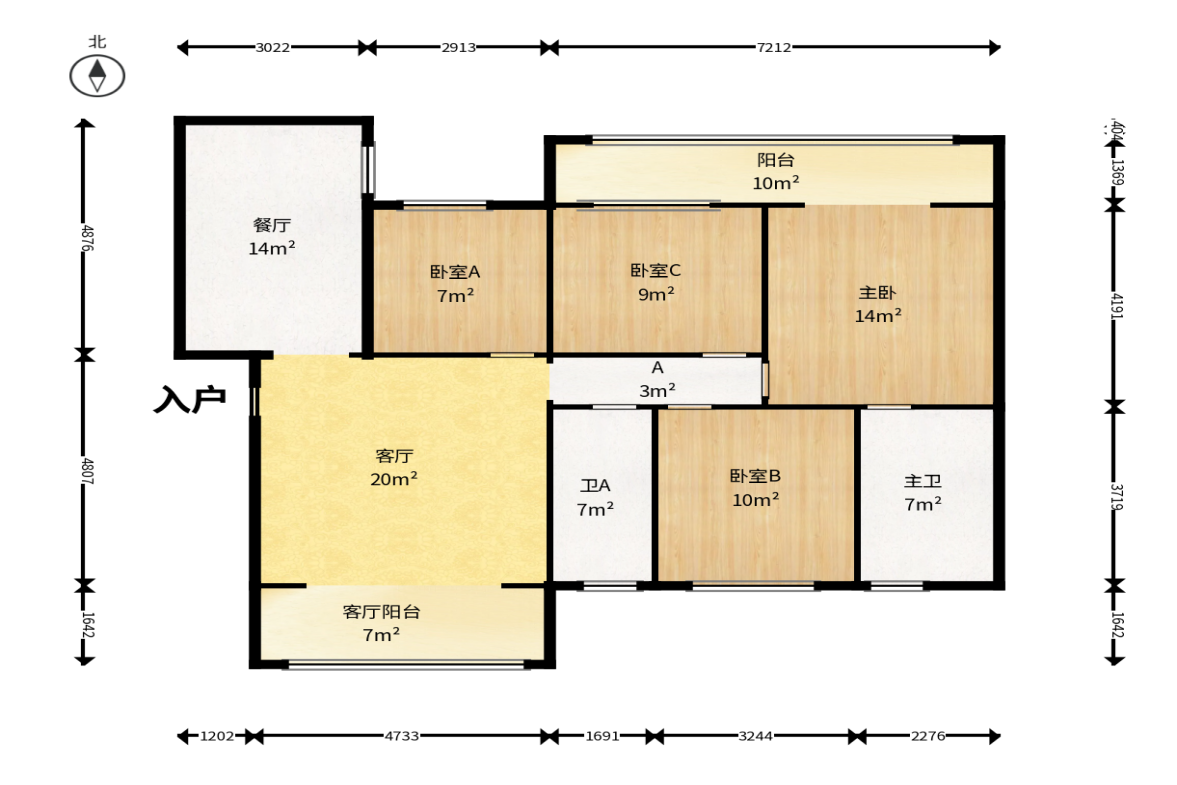 蓝光雍锦阁  4室2厅2卫   175.00万户型图