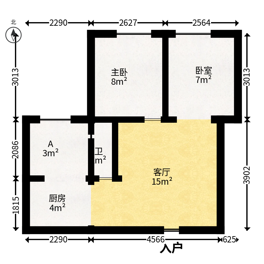 印山蓝色海岸  2室2厅1卫   38.00万户型图