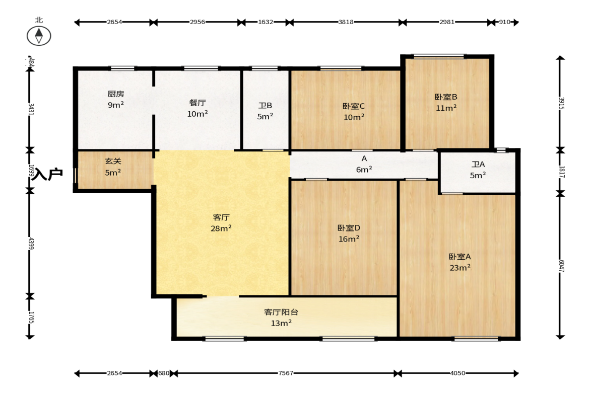 八方小区C区  4室2厅2卫    520.0万户型图