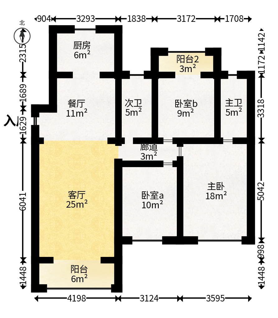 梦想新天地  3室2厅1卫   160.00万户型图