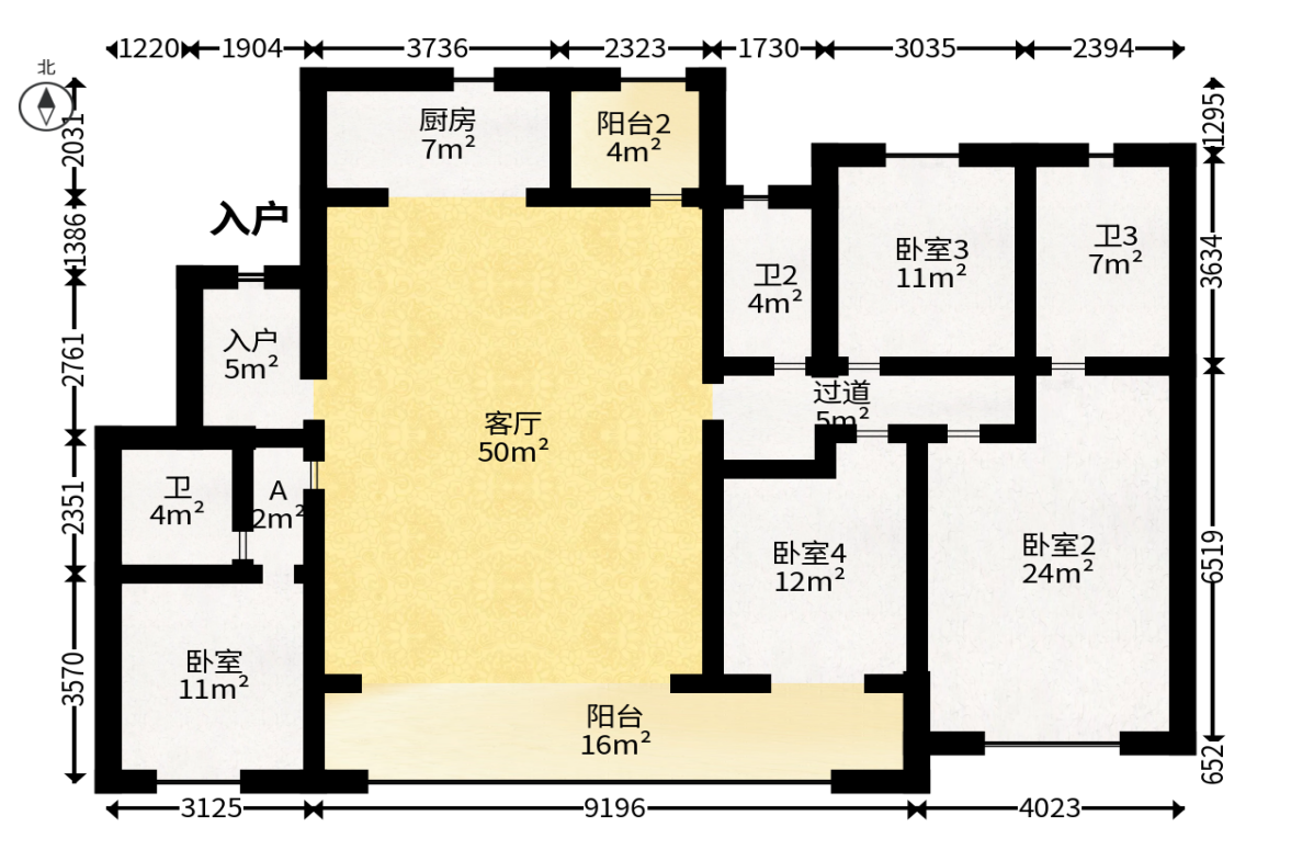 龙湖舜山府  4室2厅2卫   350.00万户型图